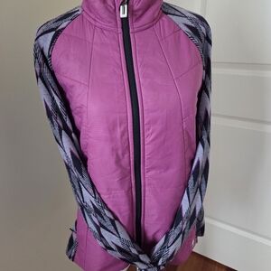 Smartwool Women's Purple Jacket with Patterned Sleeves